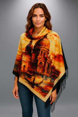 Luxury Pure Cashmere Scarf / Shawl Oil Painting Pattern