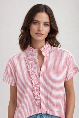 RICH & ROYAL COLLAR T-SHIRT CARDIGAN RUFFLED COLLAR