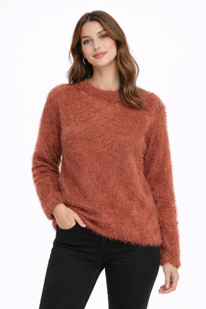 Fluffy Mock Neck Pullover