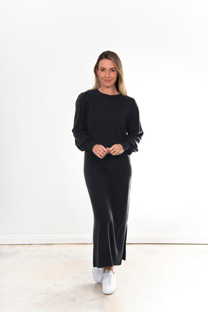 PUFF SLEEVE LONGLINE DRESS BRIDGE & LORD CASHMERE / MERINO