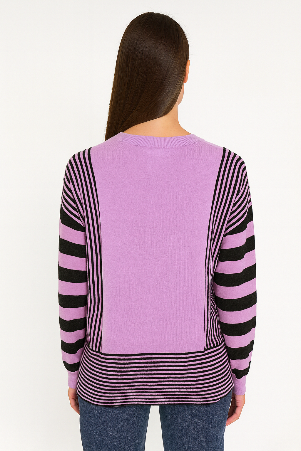 FINE STRIPED CREW NECK PULLOVER