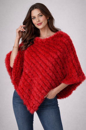 Soft Angora Fur Designer Poncho