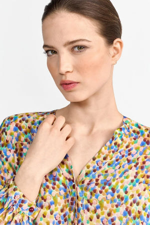 RICH & ROYAL BLOUSE DRESS WITH MULTICOLOR PRINT