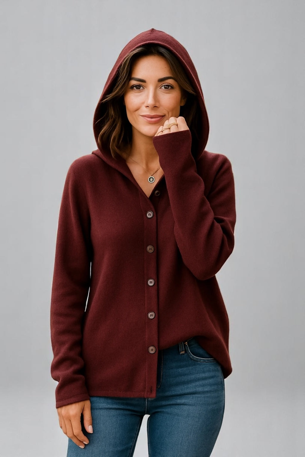 Pure Merino Wool Hoodie Cardigan