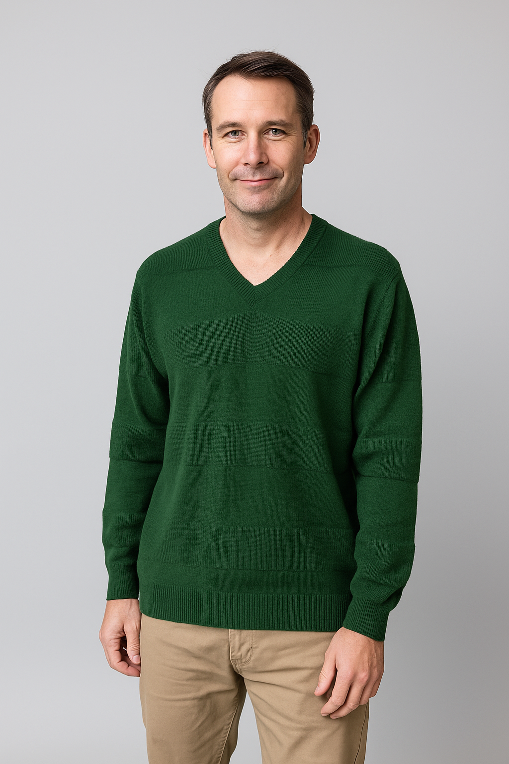 SELF STRIPE CONTRAST V- NECK