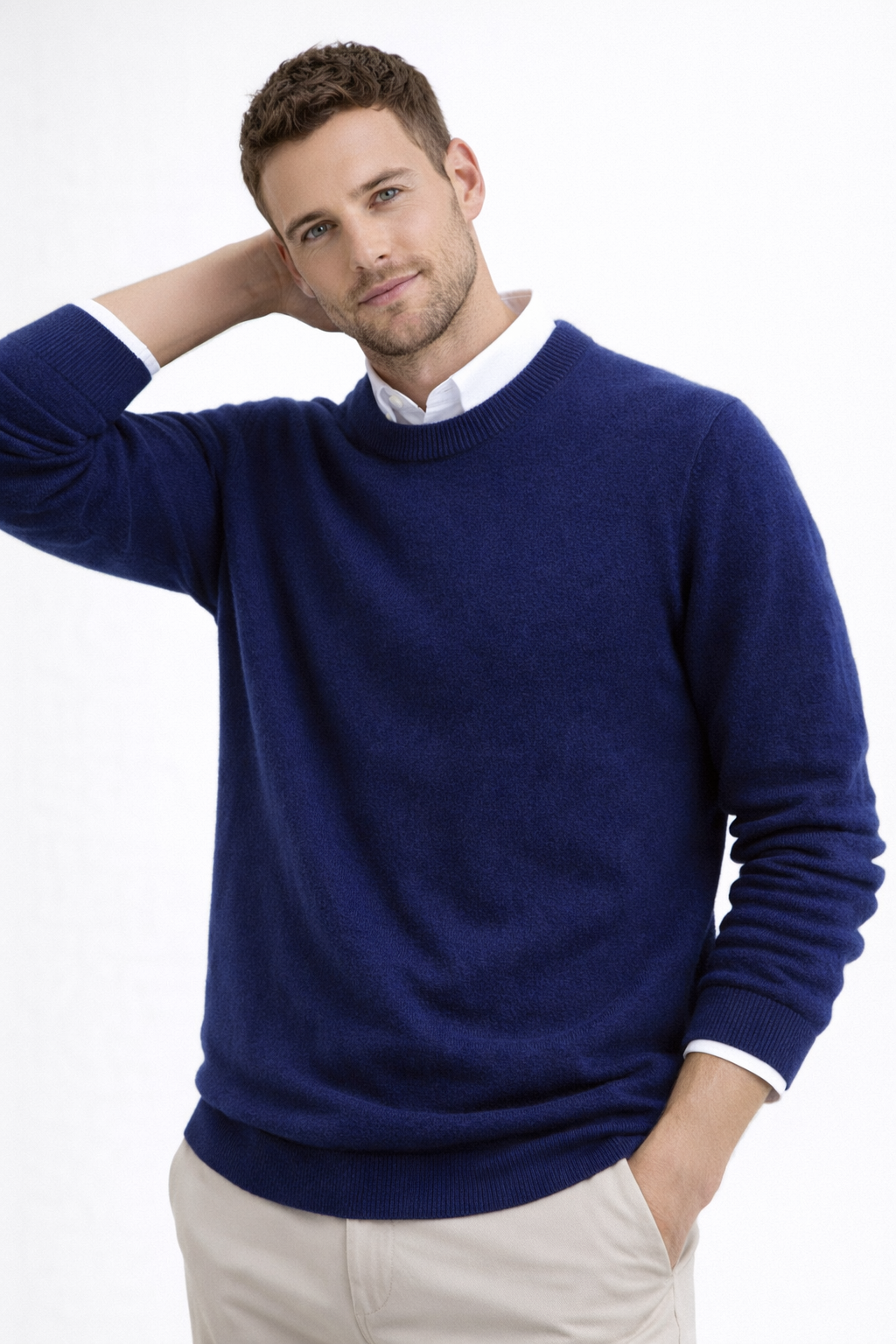 Men 100% Cashmere Crew Neck Pullover