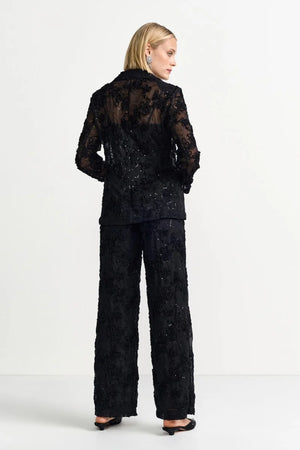 RICH & ROYAL BLACK FABRIC TROUSERS WITH SEQUINS