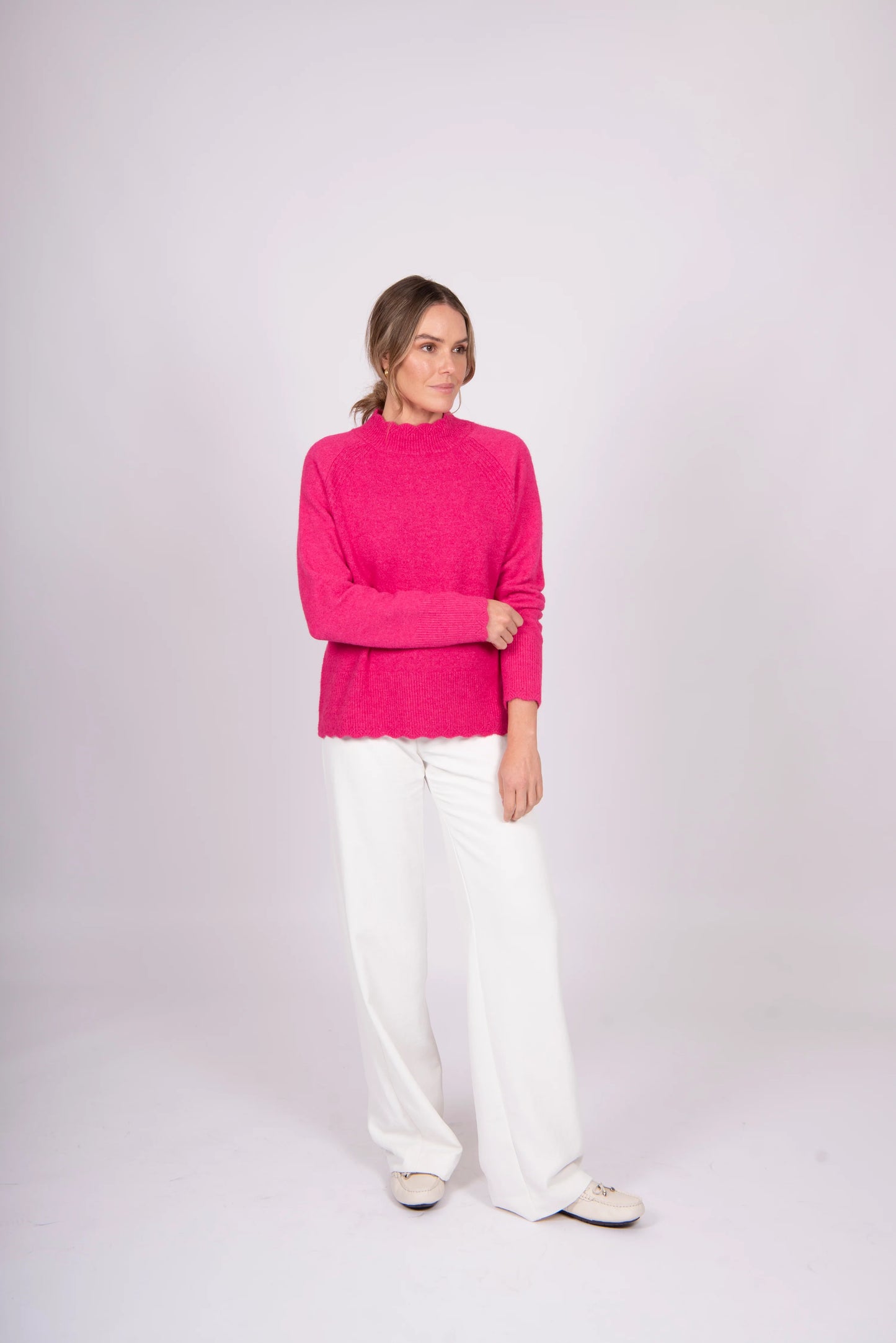 Fields - Pointelle Rib Trim Pullover