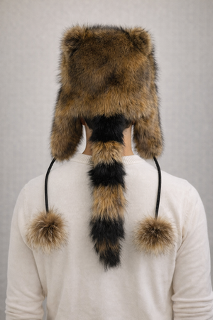 UNISEX FURRY HAT & EARMUFFS WITH BACK TAIL