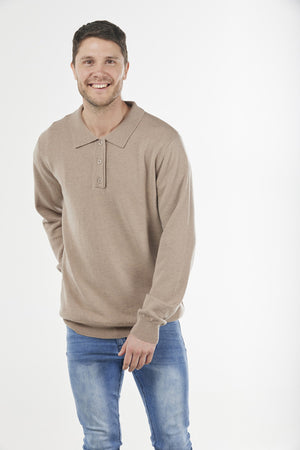 Pure Cashmere Pullover with 3-Button Collar