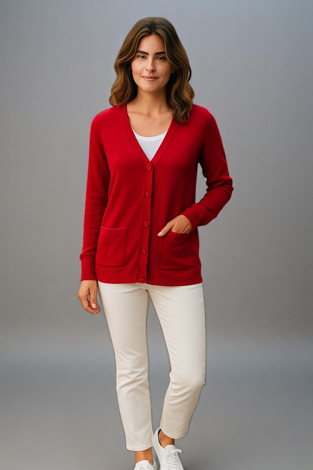 Sovrano deep Vee cardigan with pockets pure merino