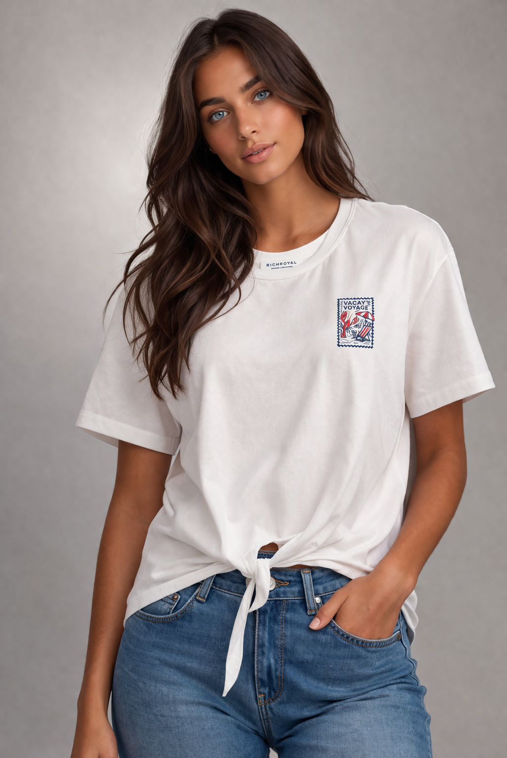 Rich & Royal Organic Cotton T-Shirt in White Print