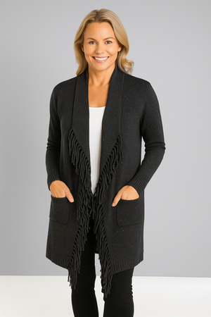 Open Cardigan with Tassel and Pockets