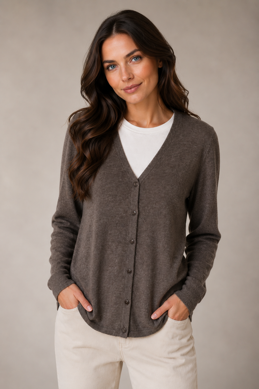 VEE NECK CARDIGAN CASHMERE / MERINO