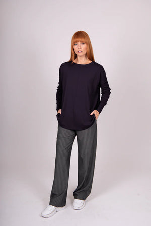 ESSENTIAL CURVED HEM CREW PULLOVER BRIDGE & LORD CASHMERE/ MERINO