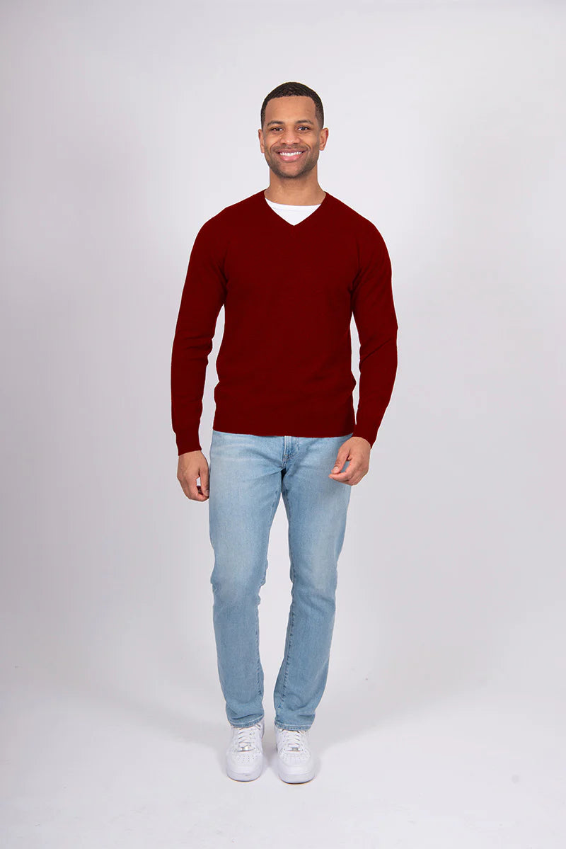 MERINO/ CASHMERE ESSENTIAL VEE NECK PULLOVER