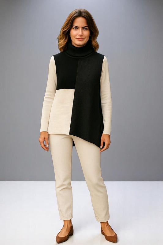 Sovrano vest roll neck charcoal white and black