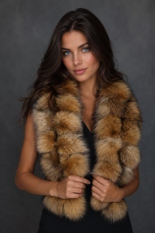Hand-Knitted Raccoon Fur Scarf