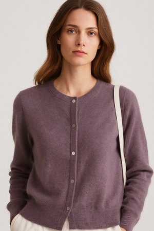 PURE CASHMERE CREW CARDIGAN
