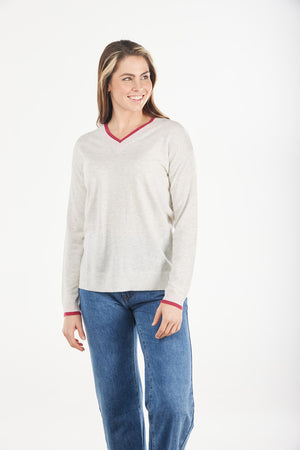 VEE PULLOVER WITH STRIPES