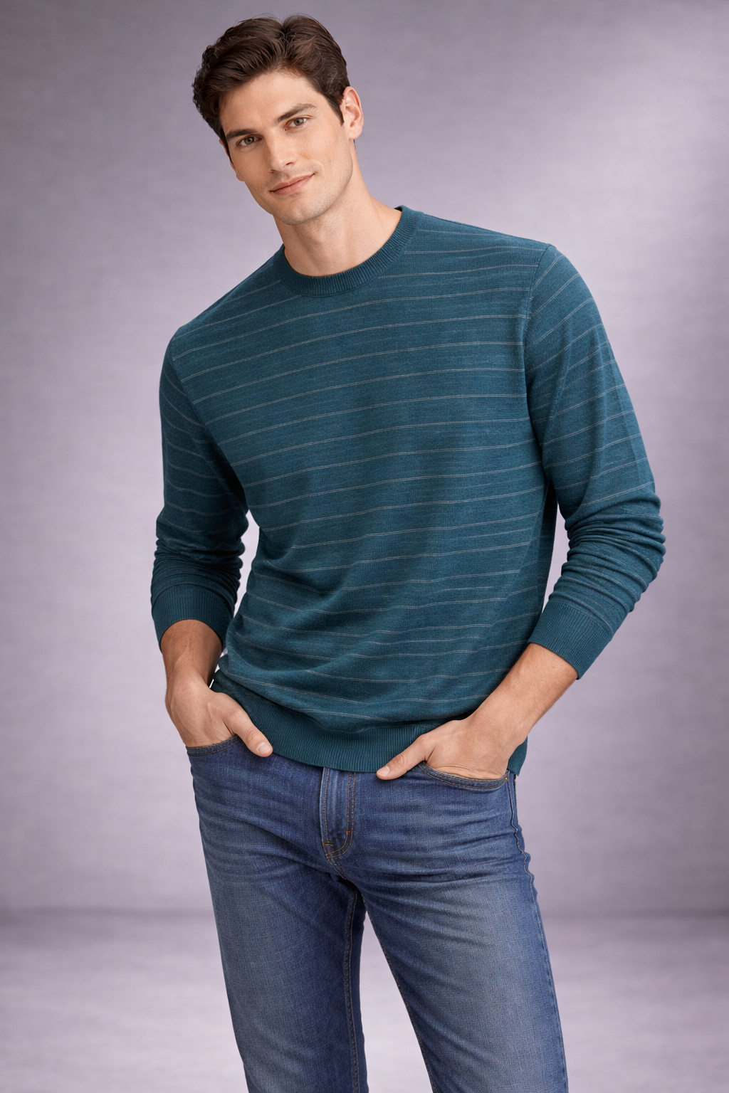 Fields Pure merino Crew neck with lines