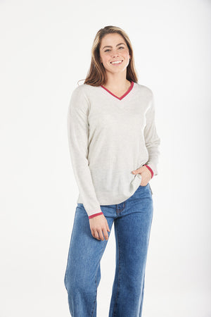 VEE PULLOVER WITH STRIPES