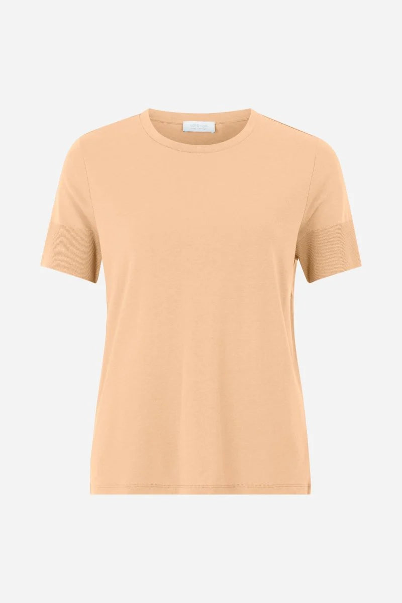 RICH & ROYAL T-SHIRT WITH RIBBED CUFFS