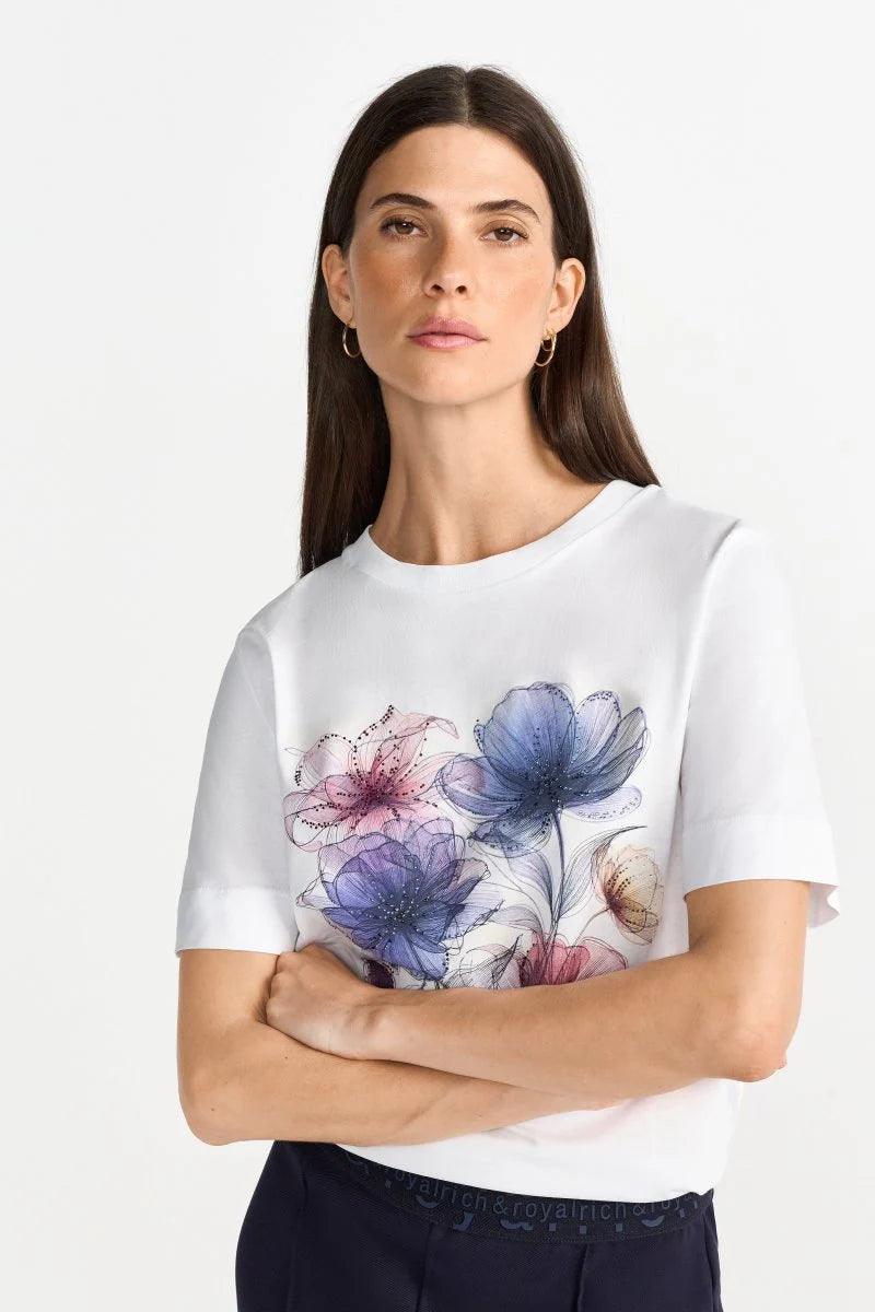 Rich & Royal Organic Cotton T-Shirt in White Print