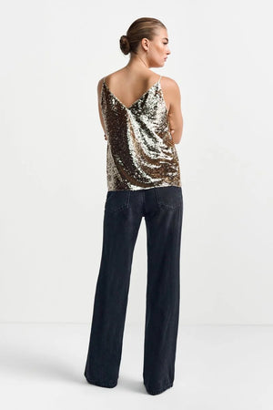 RICH & ROYAL SEQUIN TOP WITH SPAGHETTI STRAPS