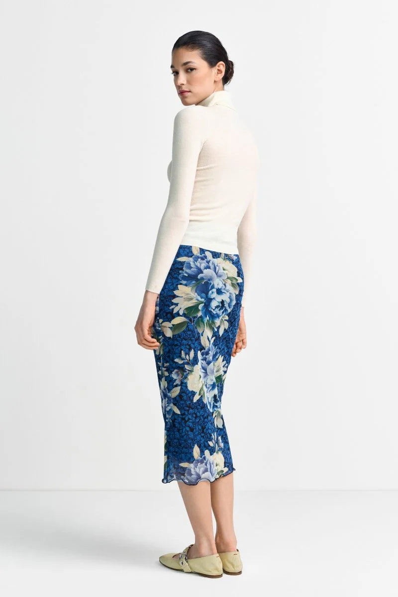 RICH & ROYAL MIDI SKIRT FLOWER-PRINT