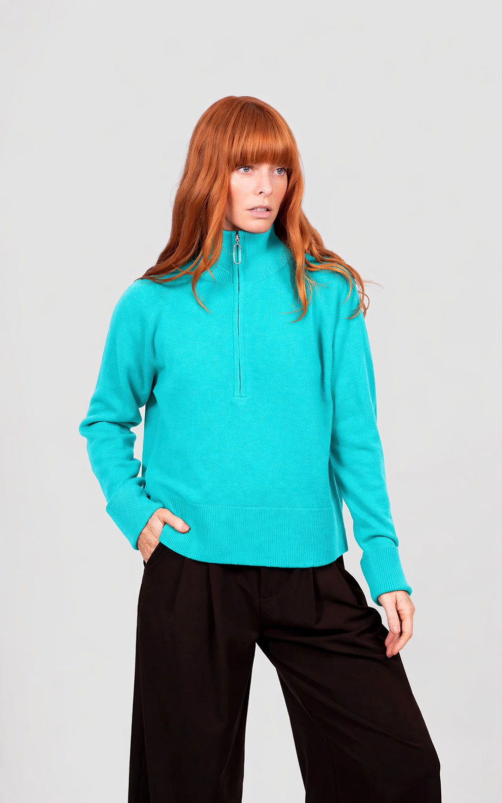 Bridge & Lord - 1/2 Zip Raglan Pullover With Turn-Up Cuffs