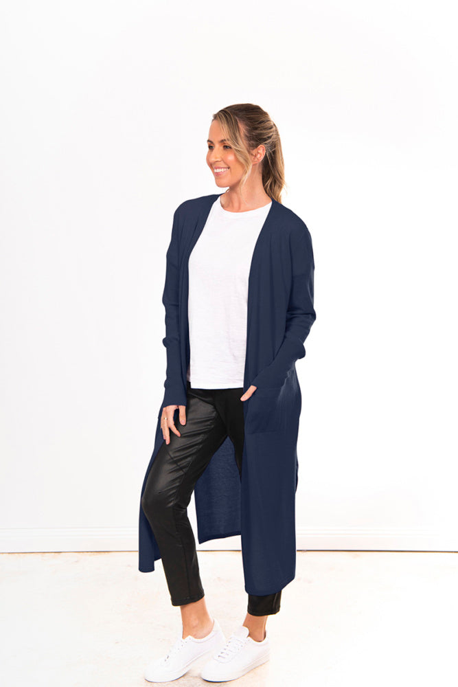 LONGLINE CARDIGAN WITH HIGH SIDE SPLITS