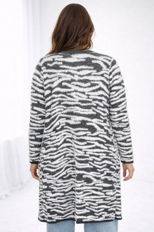 FIELDS ZEVRA PATTERN LONG CARDIGAN WITH POCKETS