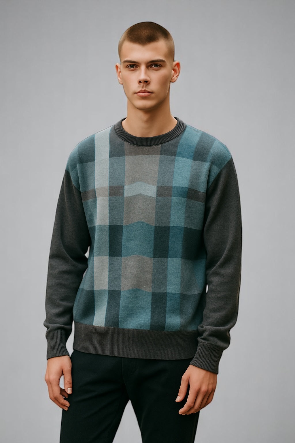 Fields Knitwear Pure Australian Merino Wool Crew Neck with Pattern