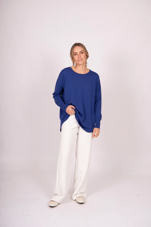 CURVE HEM CREW NECK PURE WOOL