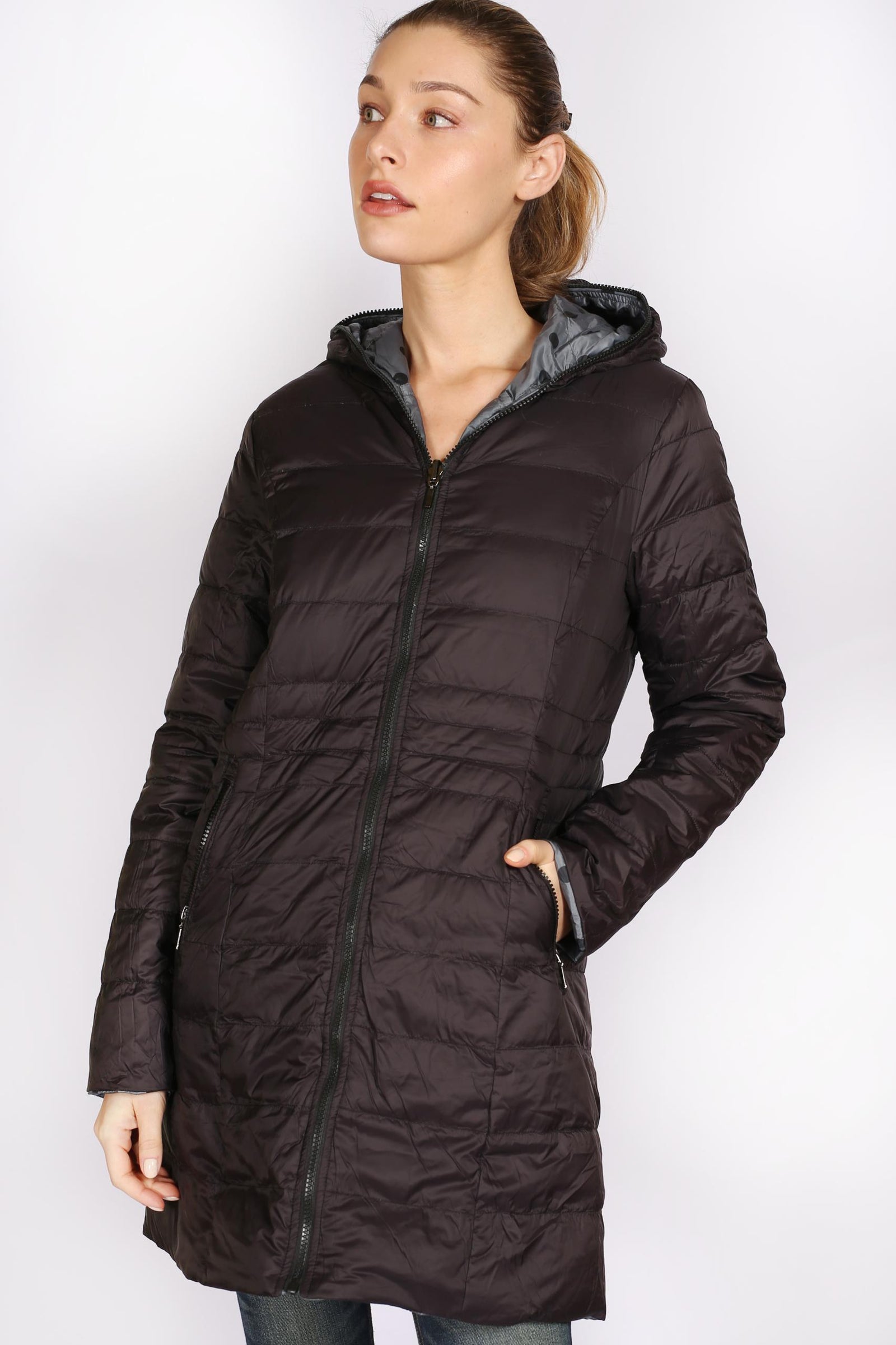 SABENA REVERSIBLE 3/4 LENGTH DOWN JACKET