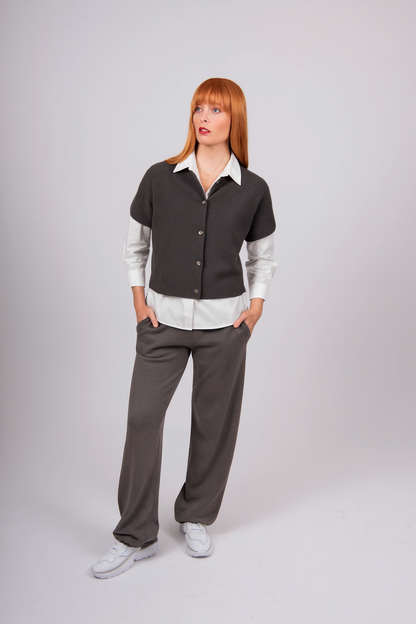 Cropped Button Through Dolman Vest