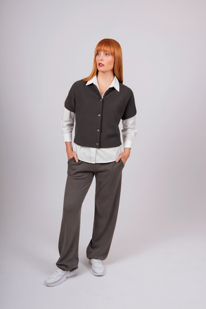 Cropped Button Through Dolman Vest