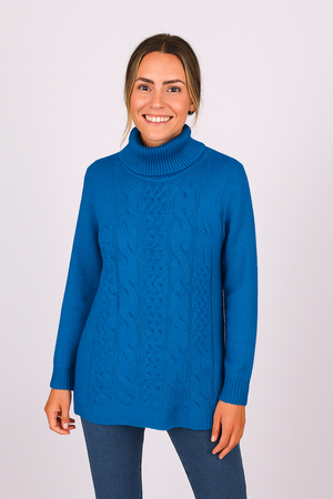 Roll Neck Cable Long Pullover