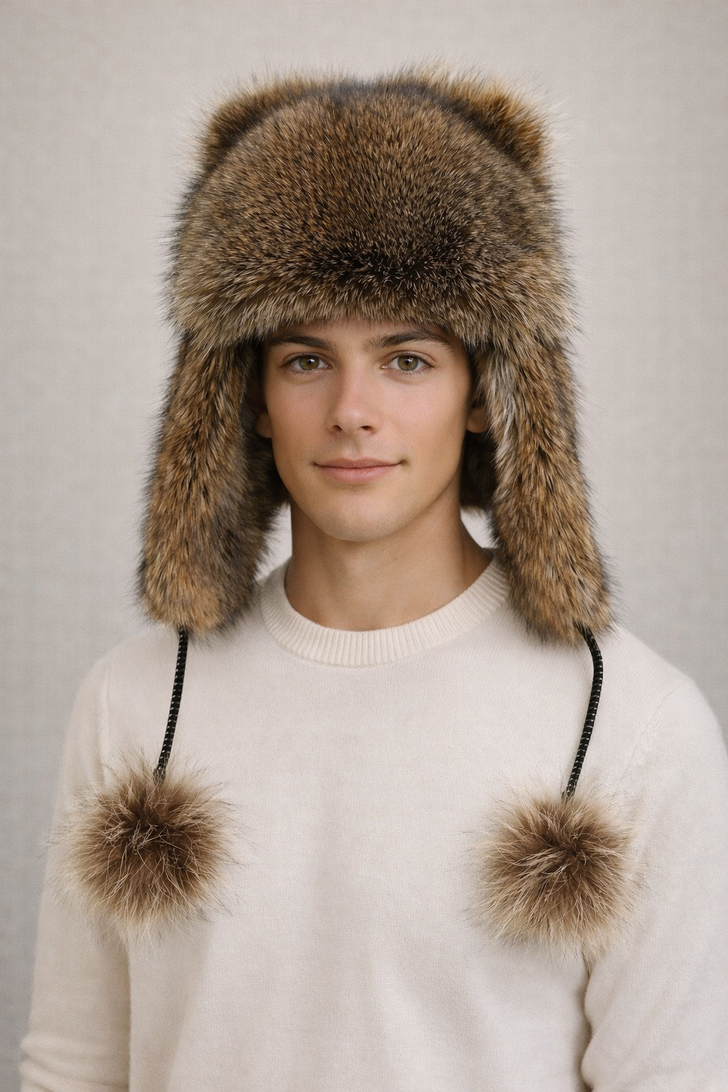 UNISEX FURRY HAT & EARMUFFS WITH BACK TAIL