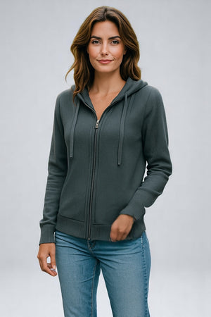 Pure cashmere two way Full zip hoodie No pockets