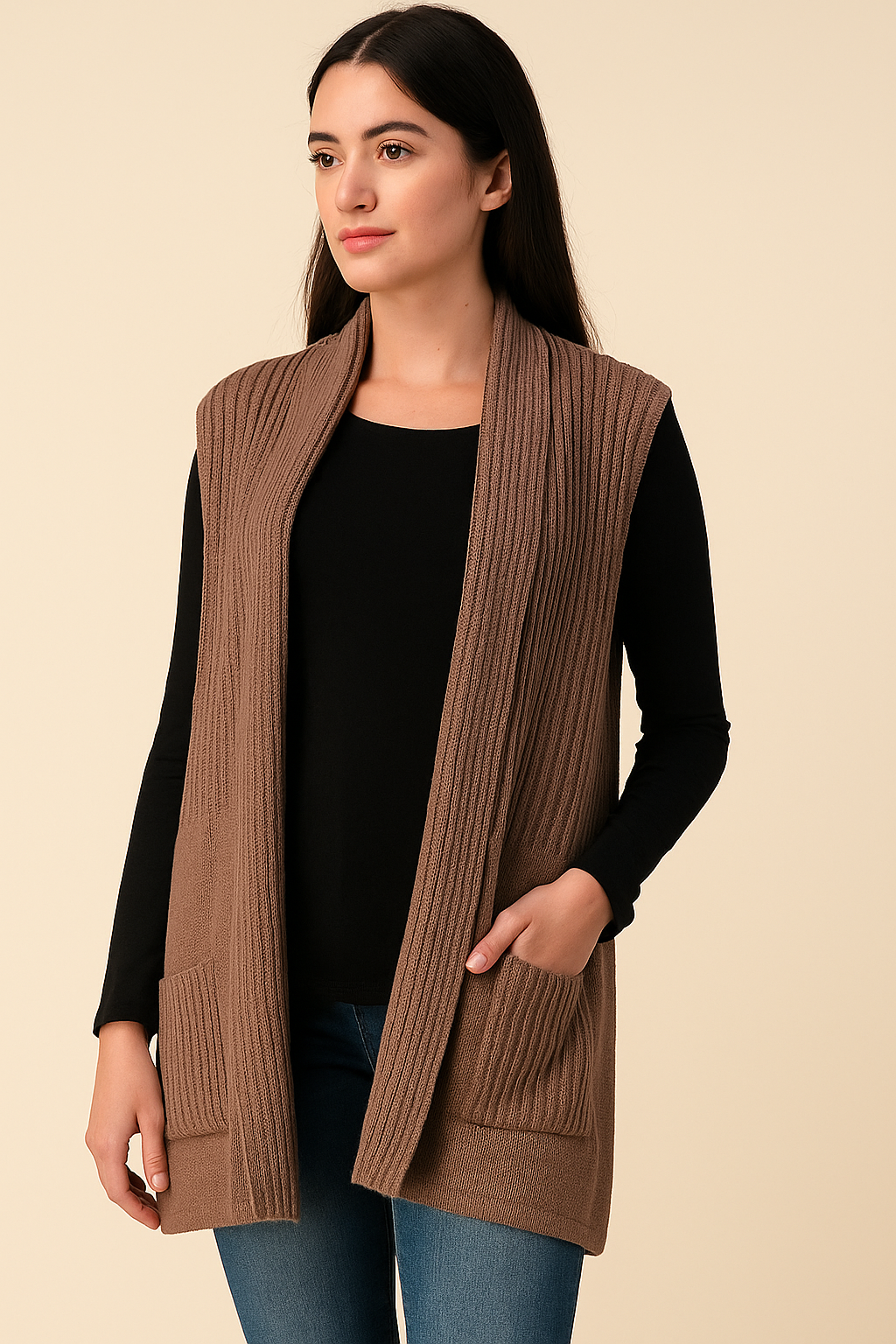Bella Knitwear Vest with Pockets