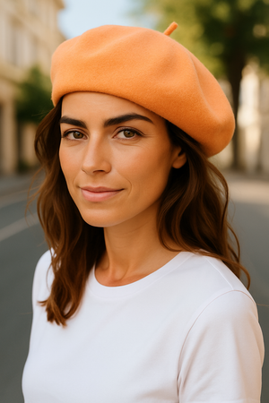 EXTRA FINE PURE WOOL BERET HAT WITH PEARLS