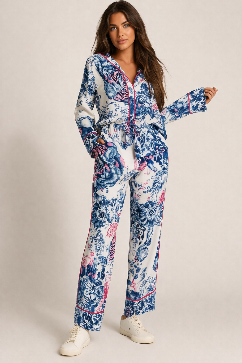 Miss Goodlife Pants And Top Bohème Blue Paradise Neon Stripes Set