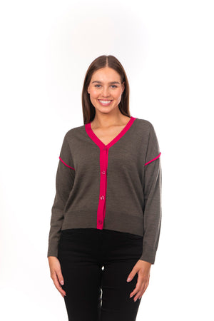 CONTRAST SEAM CARDIGAN