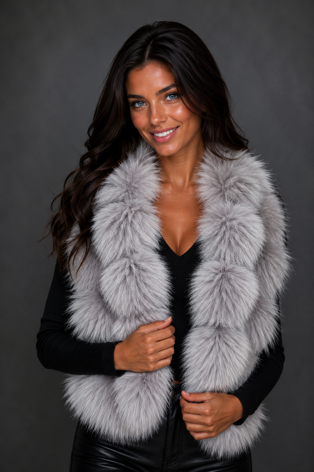 Hand-Knitted Raccoon Fur Scarf