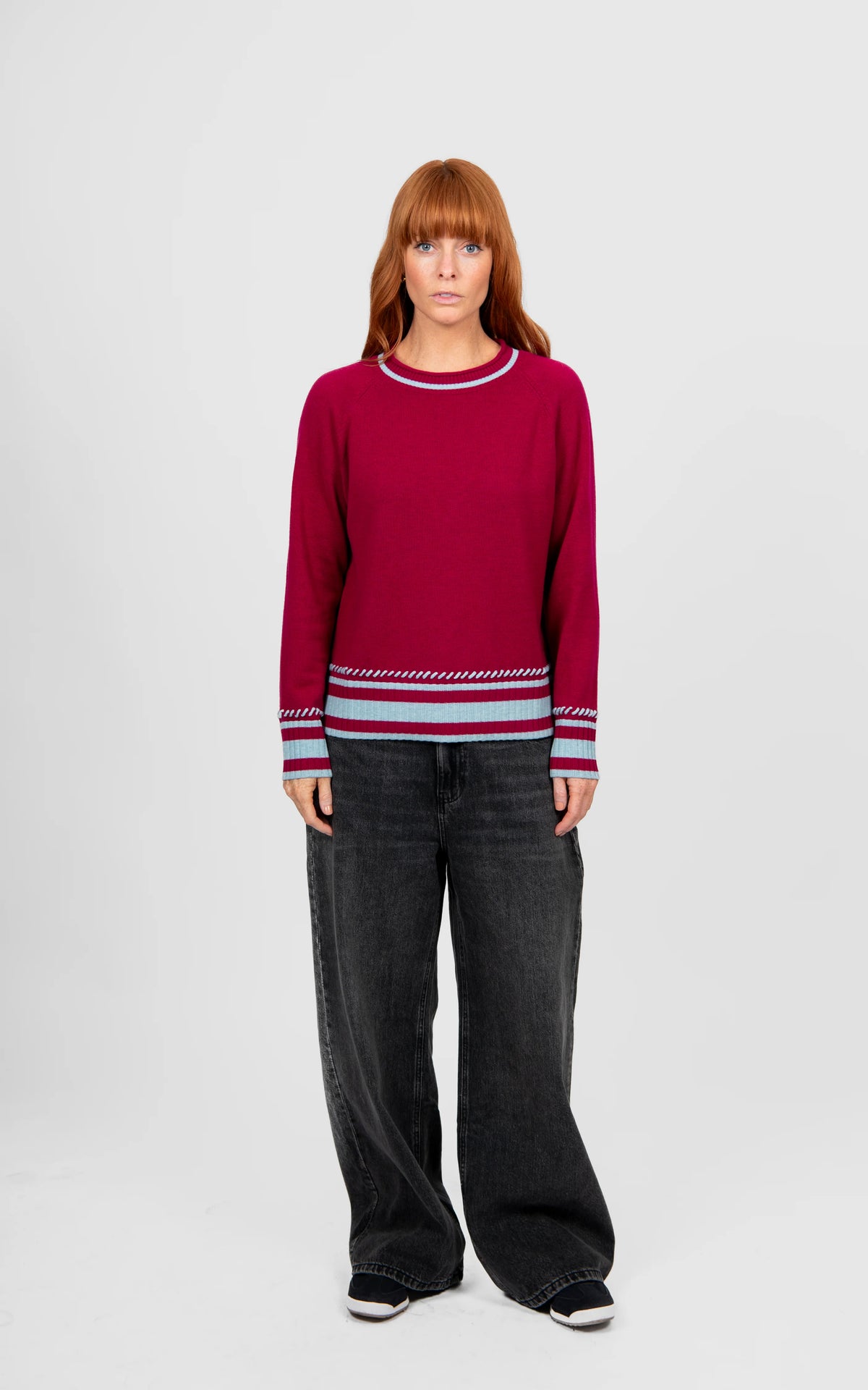 Bridge & Lord - Stripe Trim Raglan Pullover, view 8