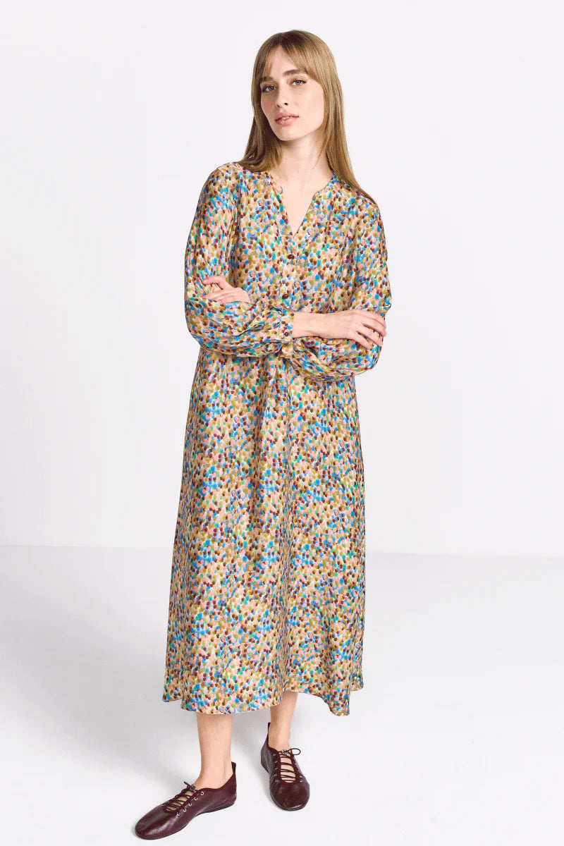 RICH & ROYAL BLOUSE DRESS WITH MULTICOLOR PRINT