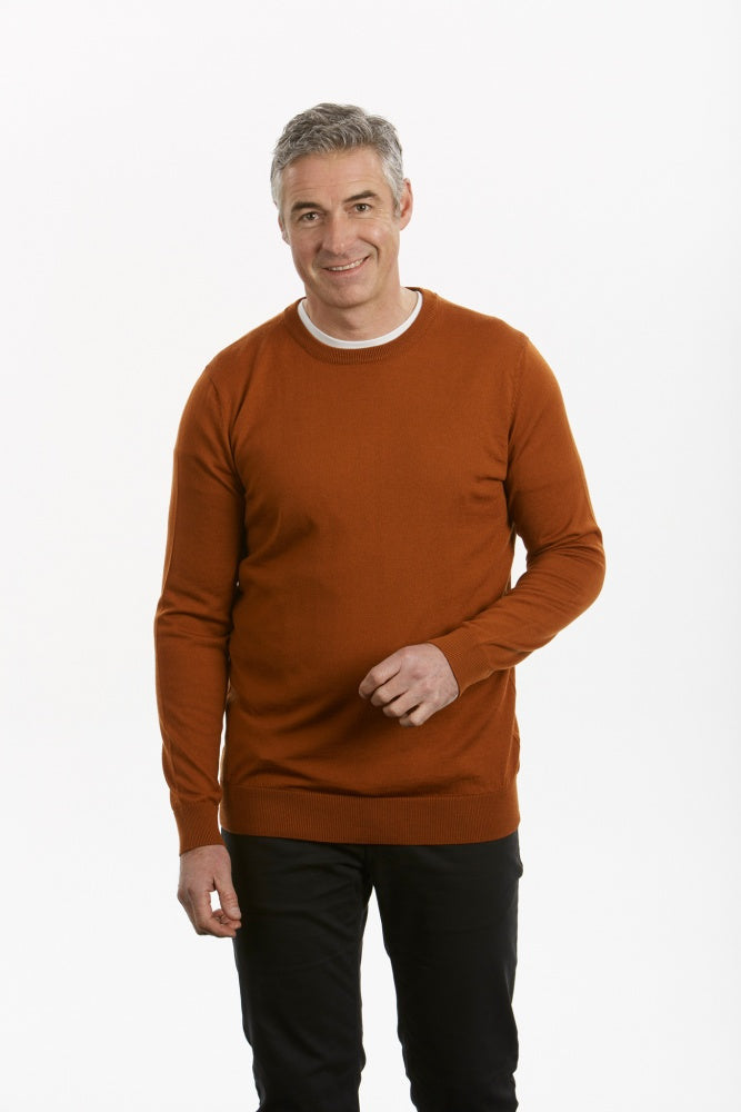PURE MERINO FINE KNIT ESSENTIAL CREW PULLOVER BRIDGE & LORD