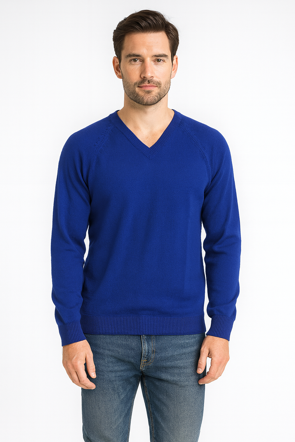 MTF Machine Washable Pure Wool V Neck Pullover Unisex